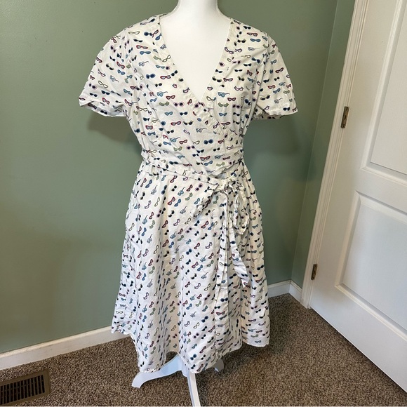 Boden Lara Sunglasses Print Summer Wrap Dress - Size 16L - Picture 2 of 6
